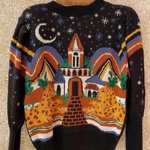 Farm Rio Sweater knitting jaguar. Size Medium